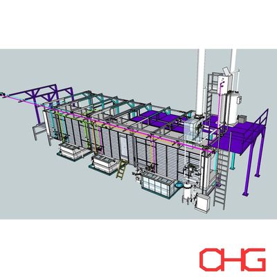 팬 모양 노즐 가루 코팅 생산 라인을 위한 사전 처리 스프레이 터널