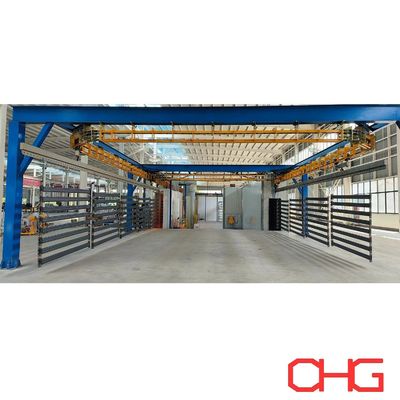 금속 선반 파우더 코팅 라인, 전력 없는 컨베이어 시스템과 PLC 제어 장치